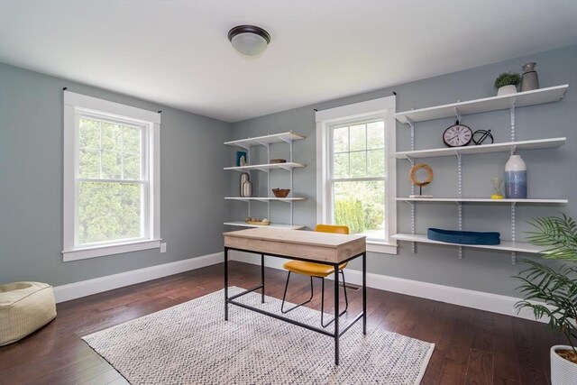 32 Charles St, Natick, MA 01760 - office area featuring plenty of natural light, baseboards, and wood finished floors