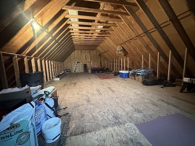 view of unfinished attic