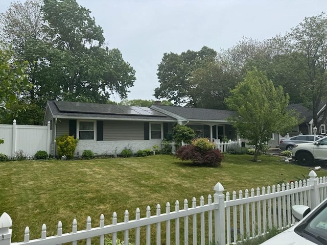 89 Ames Rd, Brockton, MA 02302 - ranch-style home with solar panels and brick siding
