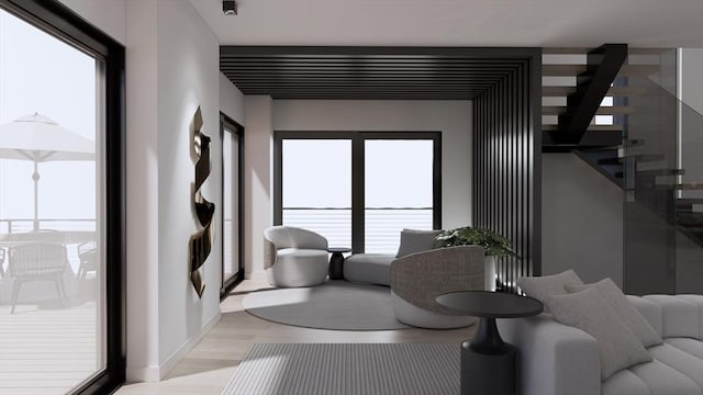 living room featuring light hardwood / wood-style floors