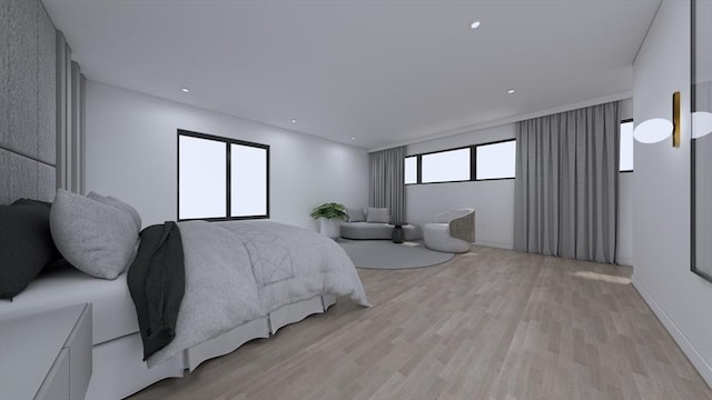 bedroom with light hardwood / wood-style floors