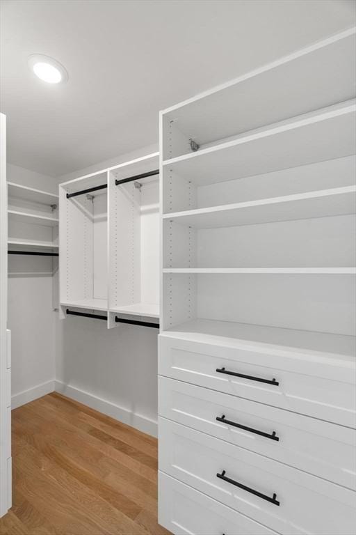 spacious closet with light wood-type flooring