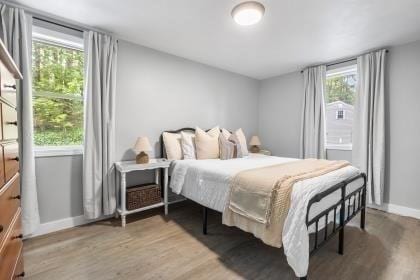 537 S River St, Marshfield, MA 02050 - bedroom with light wood-style flooring and baseboards