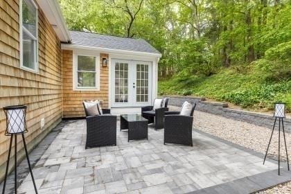 537 S River St, Marshfield, MA 02050 - view of patio with an outdoor living space and french doors