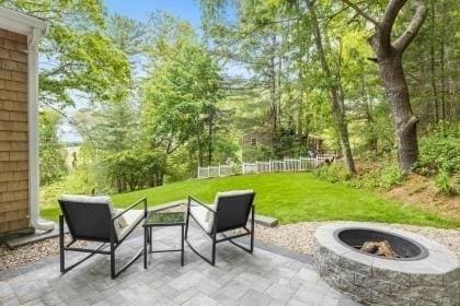 537 S River St, Marshfield, MA 02050 - view of patio / terrace featuring an outdoor fire pit