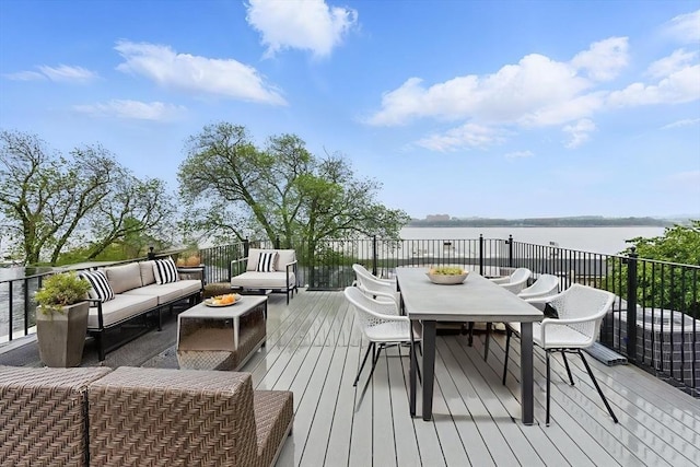 1650 Columbia Rd Unit 3, Boston, MA 02127 - wooden terrace with outdoor lounge area, a water view, and outdoor dining area