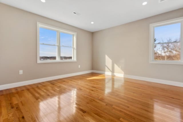 spare room featuring wood-type flooring