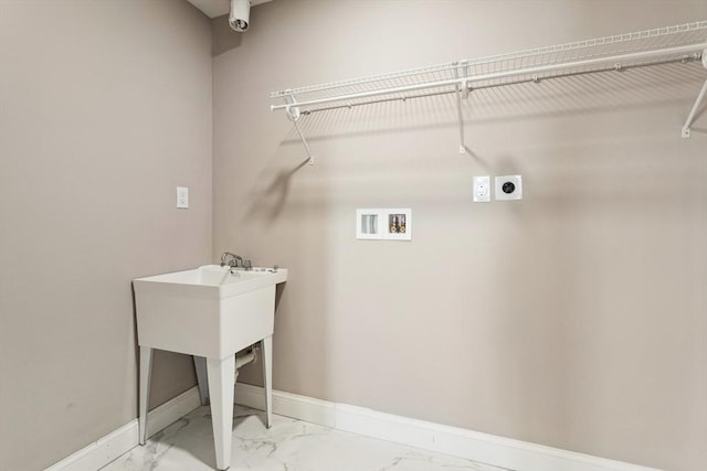 washroom featuring hookup for an electric dryer and hookup for a washing machine