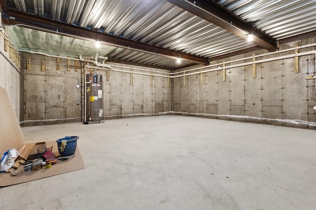 basement with water heater