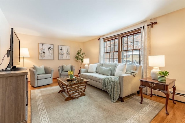 living area featuring light wood-style floors