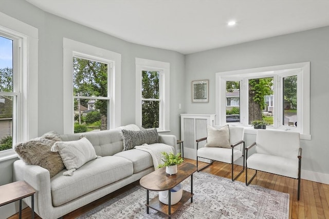 112 Brookline St, Worcester, MA 01603 - living room featuring healthy amount of natural light, hardwood / wood-style flooring, and recessed lighting