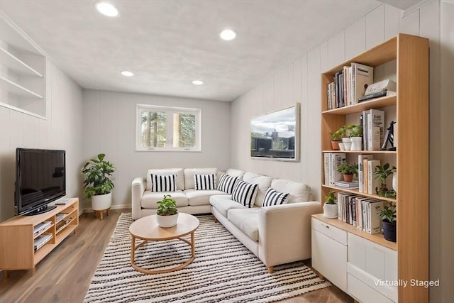 living room with light wood-type flooring