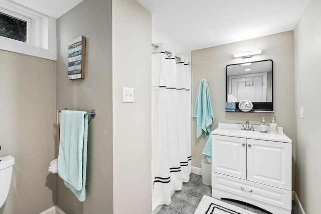 64 Pond St, Nahant, MA 01908 - bathroom with vanity, a shower with curtain, and tile patterned floors