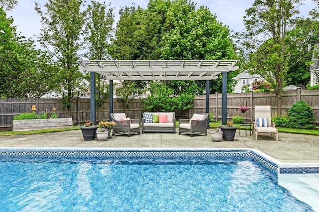 64 Pond St, Nahant, MA 01908 - view of swimming pool featuring a pergola, a fenced backyard, and a patio area