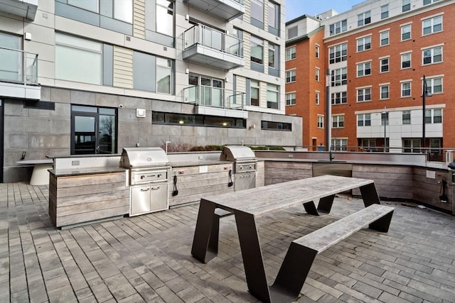 view of patio / terrace with a grill and an outdoor kitchen