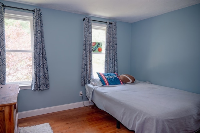 bedroom with wood-type flooring