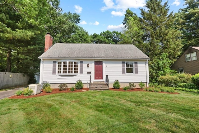 45 Donamor Ln, East Longmeadow, MA 01028 - view of front of property with a chimney, entry steps, and a shingled roof