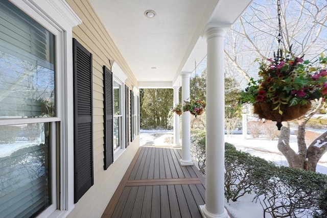 wooden deck featuring a porch