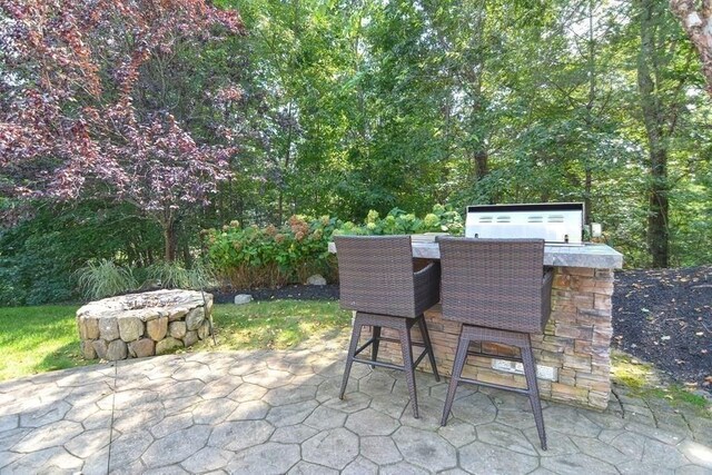 view of patio with outdoor dry bar