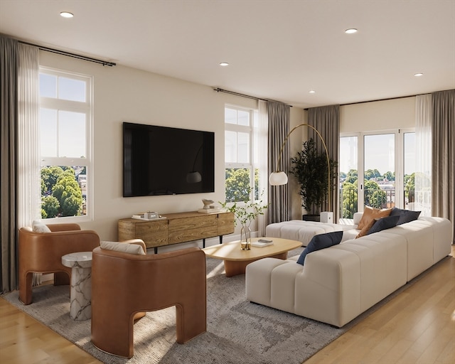 living room featuring light hardwood / wood-style flooring