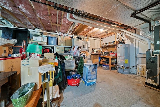 unfinished below grade area with water heater