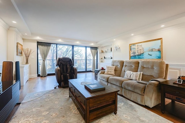 living room featuring light hardwood / wood-style floors