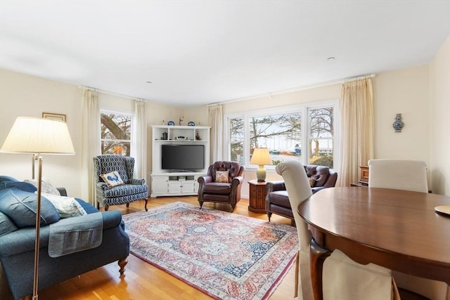 living room with light wood-style floors