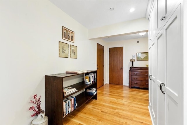 hall with light wood-style flooring