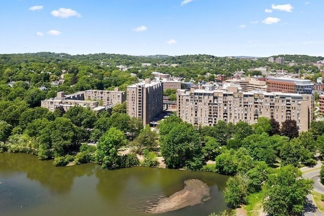 bird's eye view featuring a water view