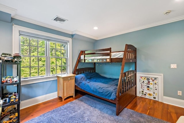 218 Pine St, Rehoboth, MA 02769 - bedroom with baseboards, crown molding, wood finished floors, and recessed lighting