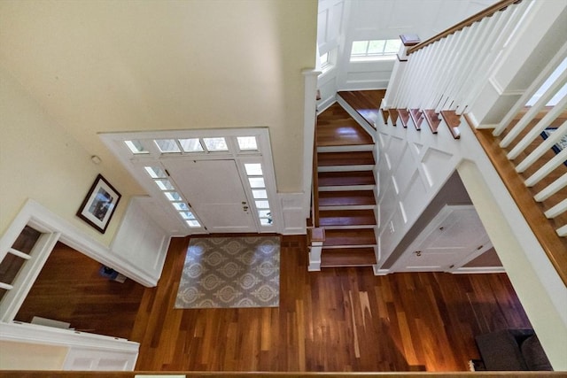 218 Pine St, Rehoboth, MA 02769 - foyer entrance featuring stairway, wood finished floors, and a high ceiling