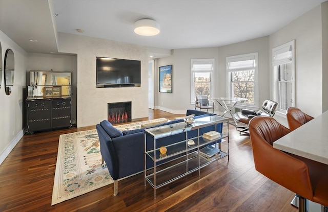 416 Commonwealth Ave Unit 317, Boston, MA 02215 - living area featuring baseboards, a large fireplace, and wood finished floors