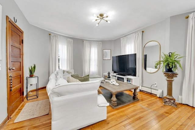 14 Halmstad, Worcester, MA 01607 - living room featuring a baseboard heating unit and light wood finished floors