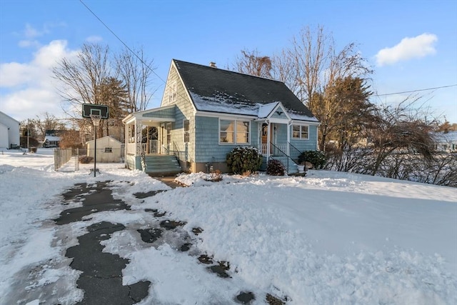 view of snow covered exterior