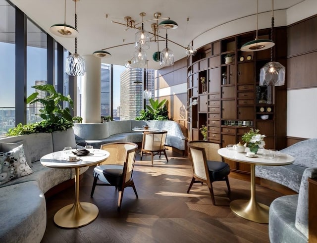 lobby featuring a view of city