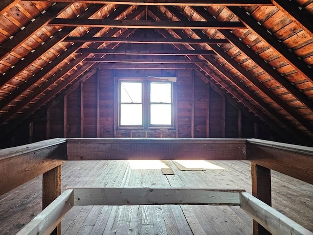 view of unfinished attic