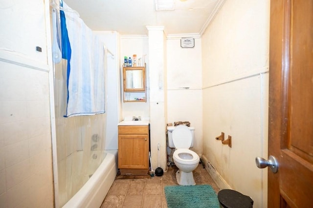 6-10 Walcott St, Southbridge, MA 01550 - bathroom featuring toilet, vanity, shower / washtub combination, and tile patterned flooring