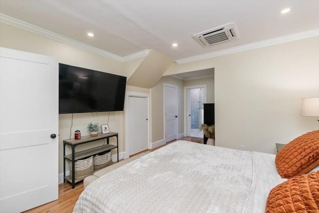 38 Rocky Hill Rd Unit B, Amesbury, MA 01913 - bedroom featuring ornamental molding, light wood finished floors, recessed lighting, and baseboards