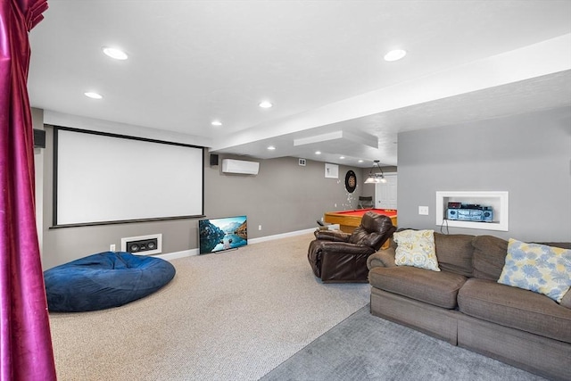 3 Emerson Way, Hopkinton, MA 01748 - carpeted cinema with recessed lighting, an AC wall unit, and baseboards