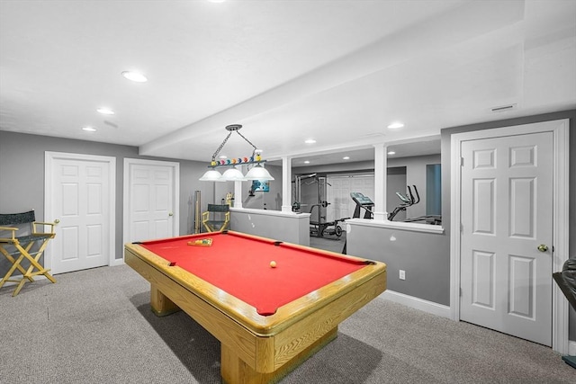 3 Emerson Way, Hopkinton, MA 01748 - game room with recessed lighting, carpet, billiards, and baseboards