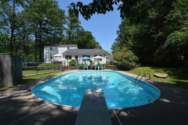 13 N Grove St, Foxboro, MA 02035 - view of swimming pool featuring a diving board