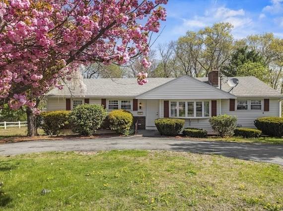 503 Page St, Avon, MA 02322 - ranch-style house with asphalt driveway and a chimney