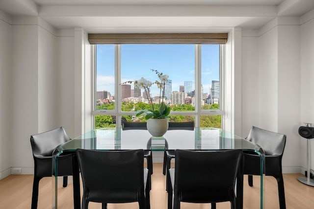 2 Commonwealth Ave Unit 15Bc, Boston, MA 02116 - dining space featuring a skyline view, light wood-style flooring, and healthy amount of natural light