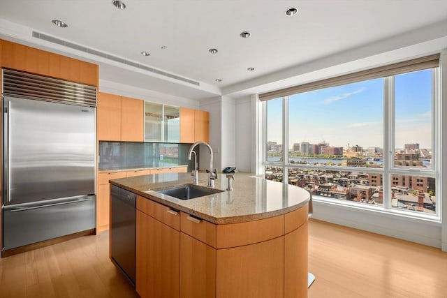 2 Commonwealth Ave Unit 15Bc, Boston, MA 02116 - kitchen featuring built in refrigerator, a sink, modern cabinets, dishwasher, and light wood finished floors
