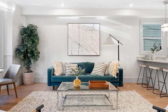 living room featuring light hardwood / wood-style floors