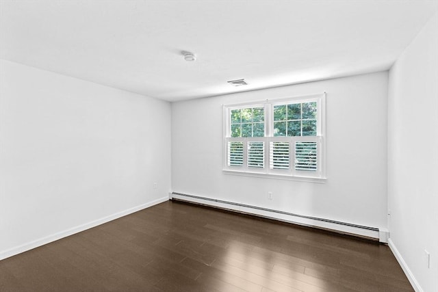 6 Kendall Vlg Unit 6, Cohasset, MA 02025 - unfurnished room with a baseboard heating unit, a smoke detector, and dark wood-type flooring