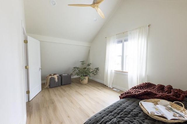 99 Dartmouth St, Westfield, MA 01085 - bedroom featuring light wood-type flooring, lofted ceiling, a ceiling fan, and baseboards