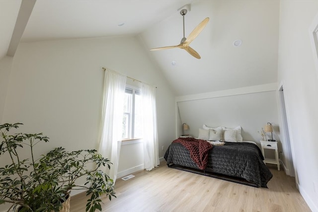 99 Dartmouth St, Westfield, MA 01085 - bedroom featuring wood finished floors, a ceiling fan, vaulted ceiling, and baseboards