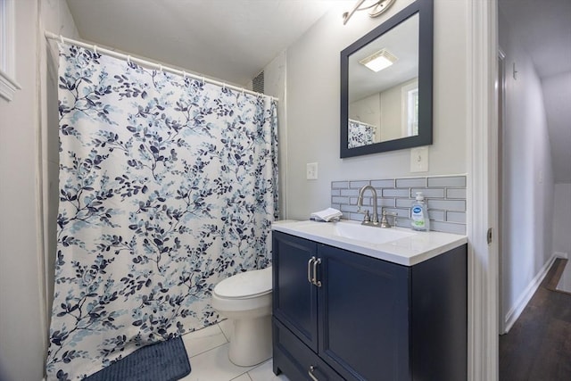 12 Fairmount Ave, Brockton, MA 02301 - bathroom with vanity, tasteful backsplash, tile patterned flooring, and a shower with curtain