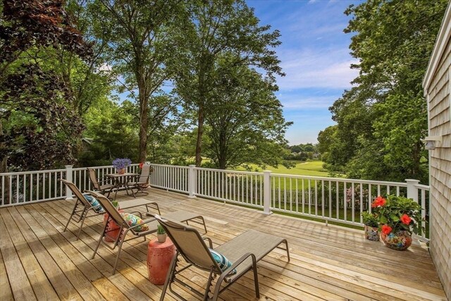 117 Parker Rd, Barnstable, MA 02655 - wooden terrace featuring view of wooded area